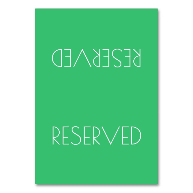 Spring Green Simple Reserved Seating Tented Sign Table Number (Front)