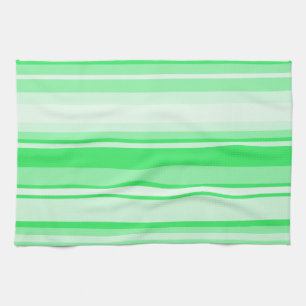 Spring green stripes tea towel