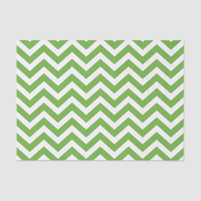 Spring Green & White Chevron Wedding Birthday Tissue Paper (Front)