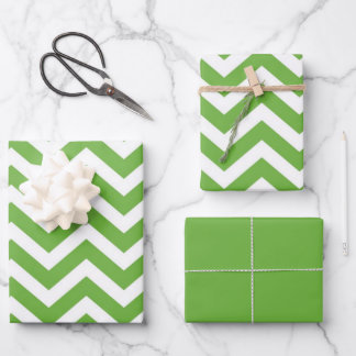 Spring Green & White Chevron Wedding Birthday Wrapping Paper Sheet