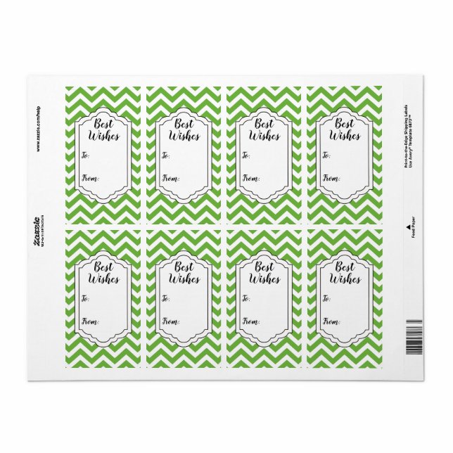 Spring Green & White Chevron Wedding Sticker Tag (Full Sheet)