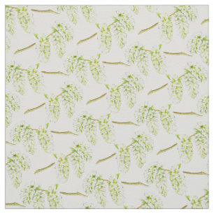 Spring green willow catkins watercolor fabric
