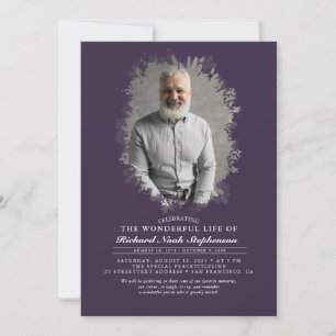 Spring Greenery Foliage Silhouette Funeral Photo I Invitation