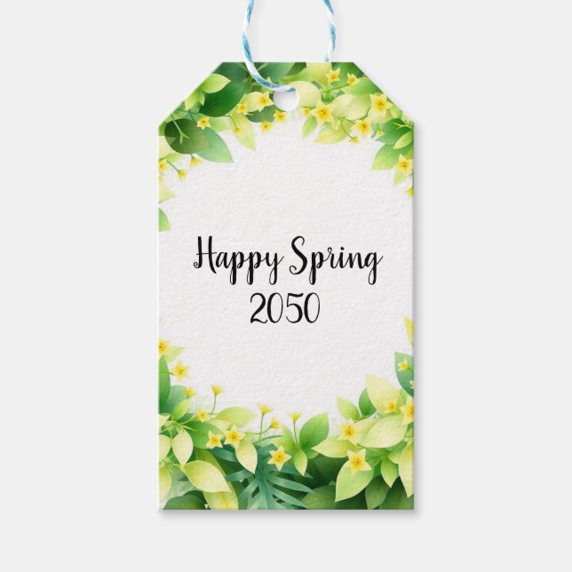 Spring Greenery Wreath Easter Gift Tags (Front)