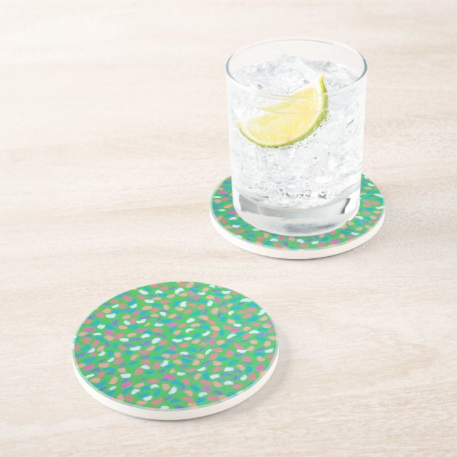 Spring Greens Painterly Art Coaster (Side)