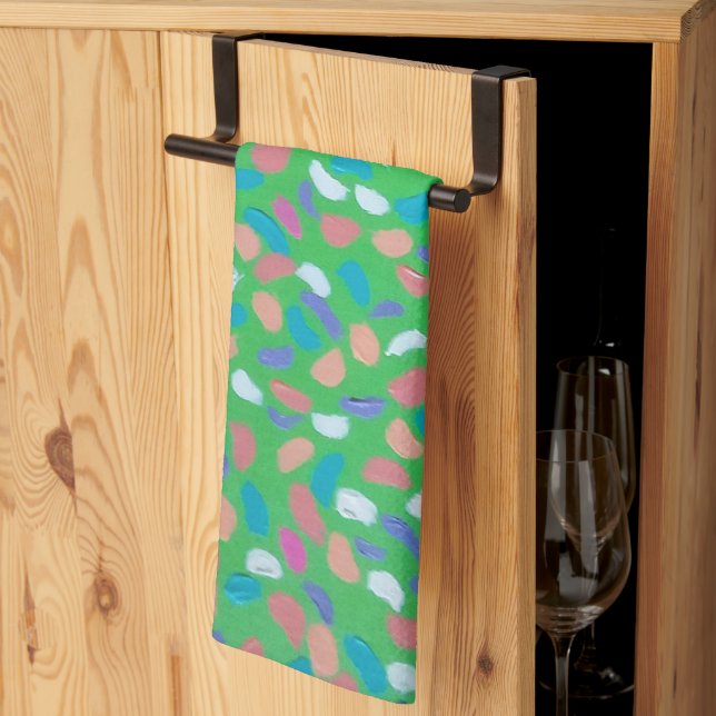 Spring Greens Painterly Art  Tea Towel (Thirds Fold)