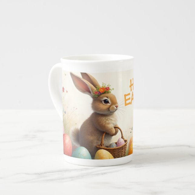 Spring Greetings from the Easter Bunny Bone China Mug (Front Left)