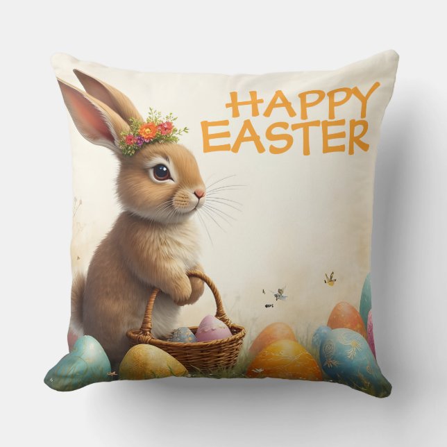 Spring Greetings from the Easter Bunny Cushion (Front)