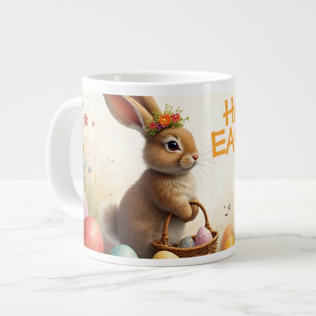 Spring Greetings from the Easter Bunny Large Coffee Mug (Front Left)