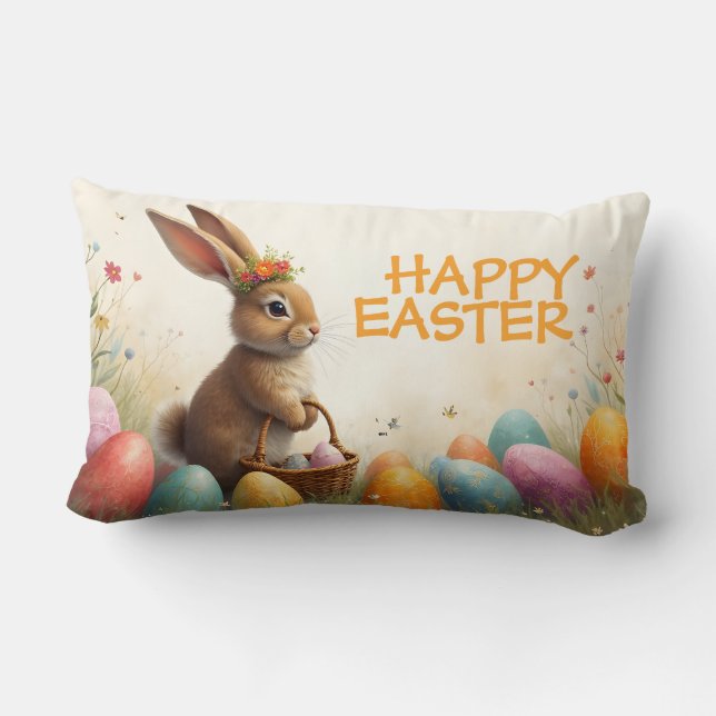 Spring Greetings from the Easter Bunny Lumbar Cushion (Back)