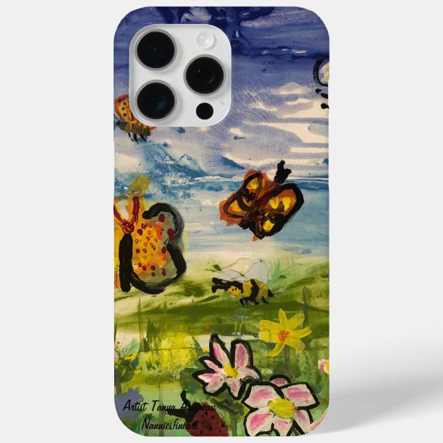 Spring Hand Painted Blues/Orange Case-Mate iPhone Case (Back)