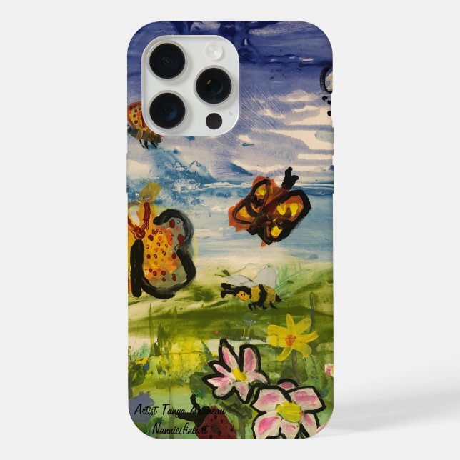 Spring Hand Painted Blues/Orange iPhone Case (Back)