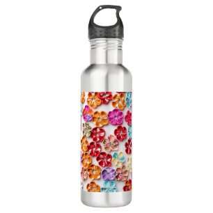 Spring Handmade sewn fabric Flowers Multicolor  710 Ml Water Bottle