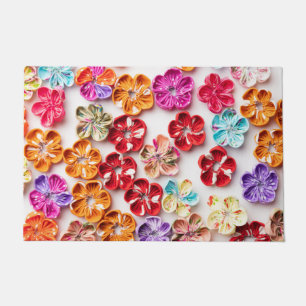 Spring Handmade sewn fabric Flowers Multicolor Doormat