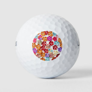 Spring Handmade sewn fabric Flowers Multicolor Golf Balls