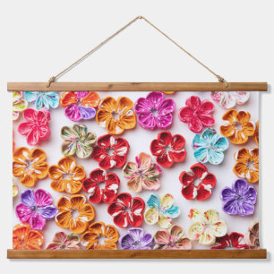Spring Handmade sewn fabric Flowers Multicolor Hanging Tapestry