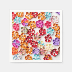 Spring Handmade sewn fabric Flowers Multicolor Napkin