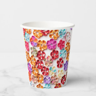 Spring Handmade sewn fabric Flowers Multicolor Paper Cups