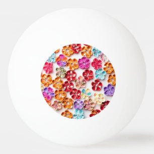 Spring Handmade sewn fabric Flowers Multicolor Ping Pong Ball