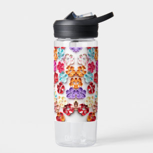 Spring Handmade sewn fabric Flowers Multicolor Water Bottle