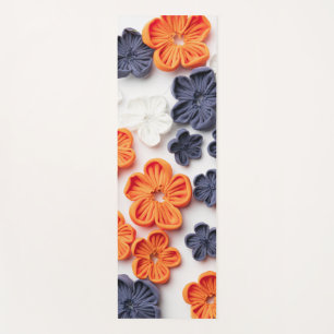 Spring handmade sewn fabric flowers orange blue  yoga mat