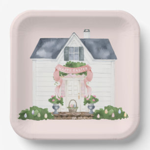 Spring   Happy Easter   House Paper Plate