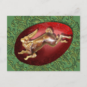 Spring Hare & Red Egg Postcard