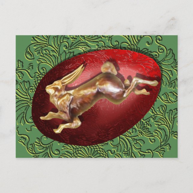 Spring Hare & Red Egg Postcard (Front)
