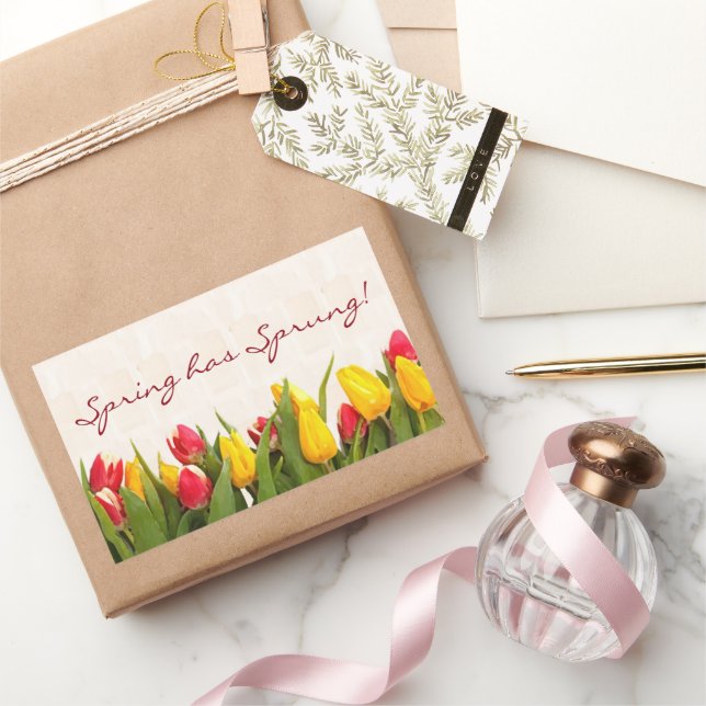 Spring has Sprung Painted Tulips Rectangular Sticker (Gifting)