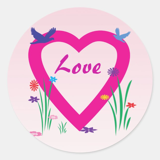 Spring Heart Love Classic Round Sticker (Front)