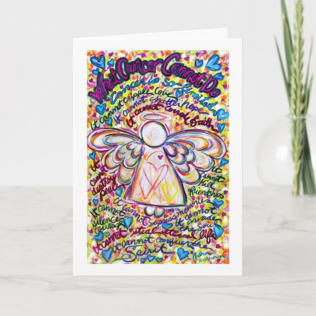 Spring Hearts Cancer Angel Greeting Card (Front)