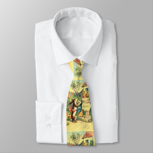 Spring Holiday Bunny Vintage Easter Tie (Tied)