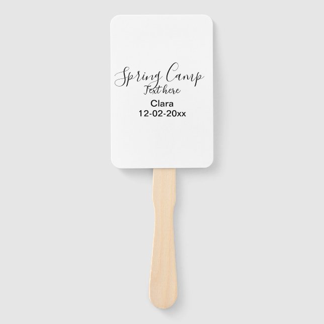 Spring holiday camping custom add name date hand fan (Front)