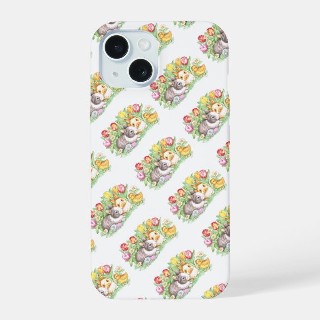 Spring Holiday Easter Bunny iPhone 15 Case (Back)