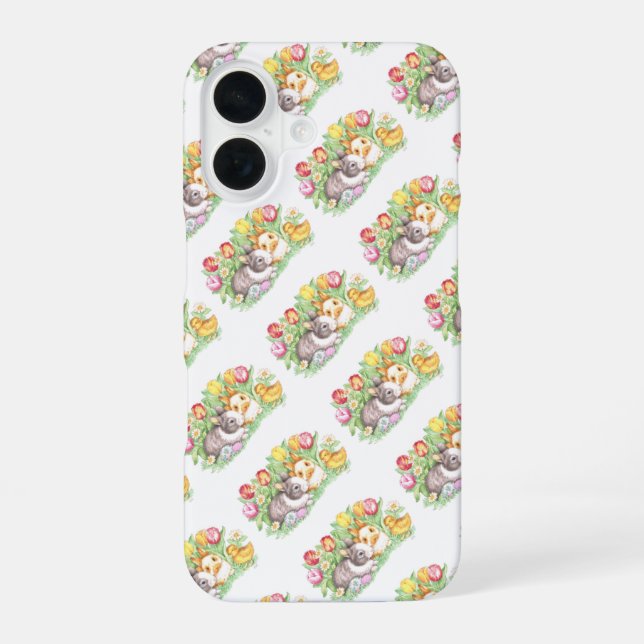 Spring Holiday Easter Bunny iPhone 16 Case (Back)