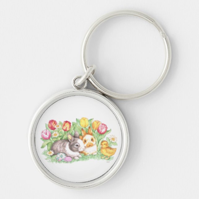 Spring Holiday Easter Bunny Keychain (Front)