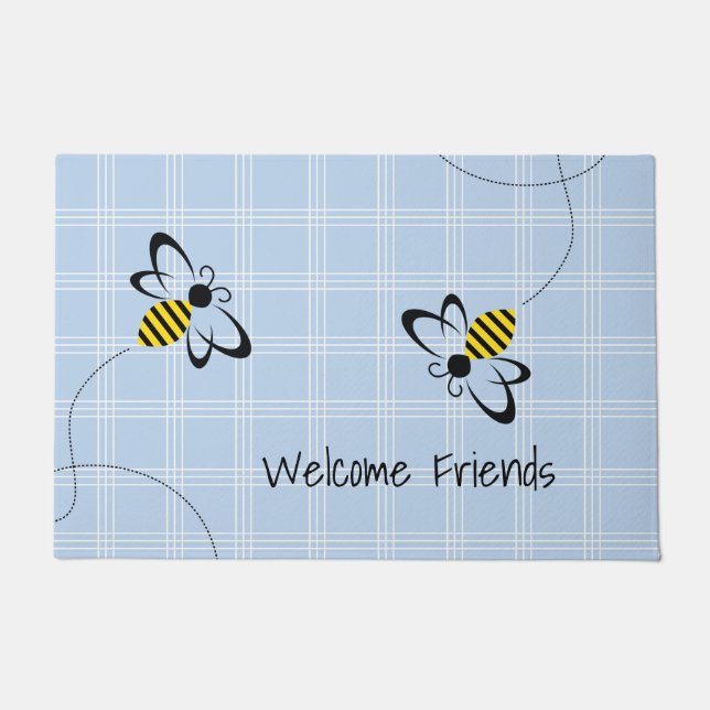 Spring Home Decor with Bees Doormat (Front)