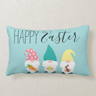Spring Home Decor with Happy Easter Gnomes Lumbar Cushion