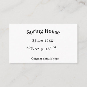 Spring house ets. Date year custom coordinates add Business Card