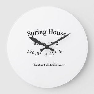 Spring house ets. Date year custom coordinates add Large Clock