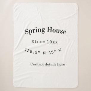 Spring house ets. Date year custom coordinates add Sherpa Blanket