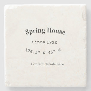 Spring house ets. Date year custom coordinates add Stone Coaster