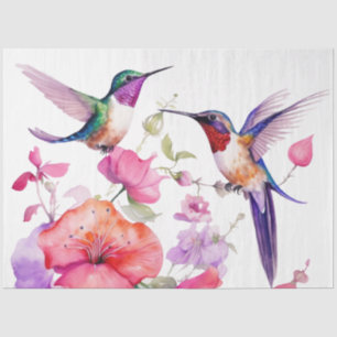 Spring Hummingbirds and Brightly Coloured Flowers Tissue Paper