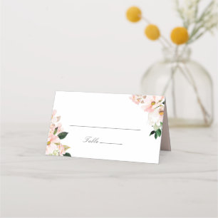 Spring Hydrangea Blossom Blush Pink Floral Wedding Place Card