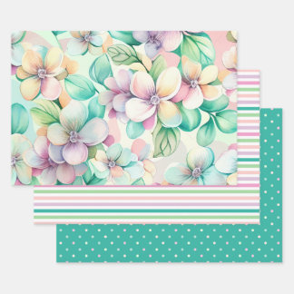 Spring Hydrangea Turquoise & Pink Wrapping Paper Sheet