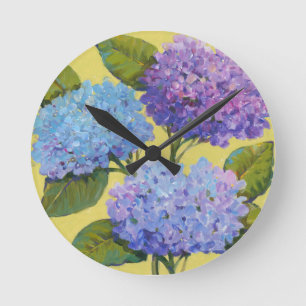 Spring Hydrangeas I Round Clock