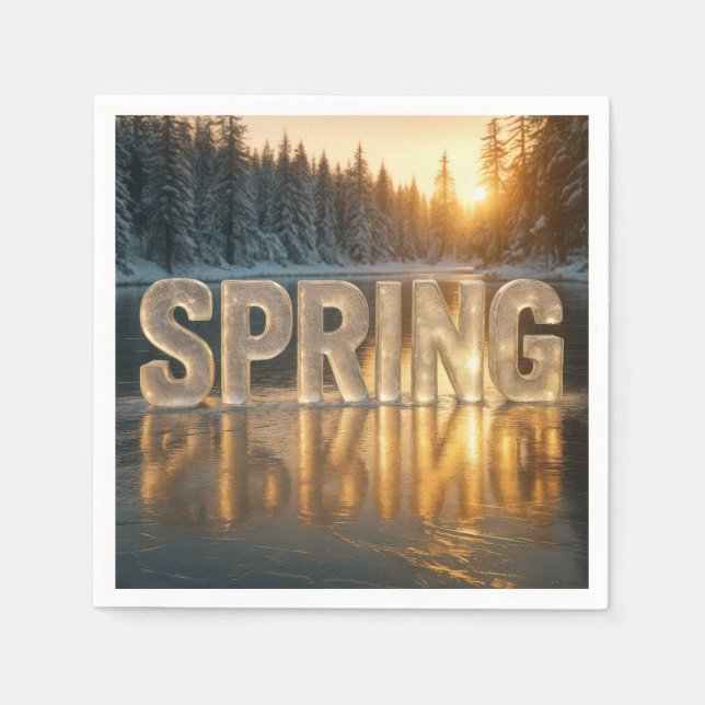 Spring Ice Text On a Frozen Lake Napkin (Front)