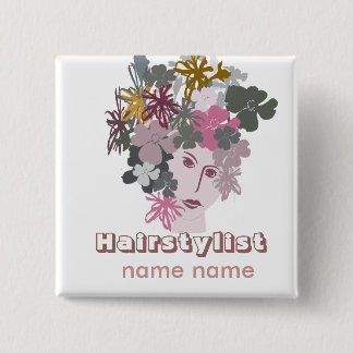 Spring In Bloom Beauty Stylist Floral Hair 15 Cm Square Badge