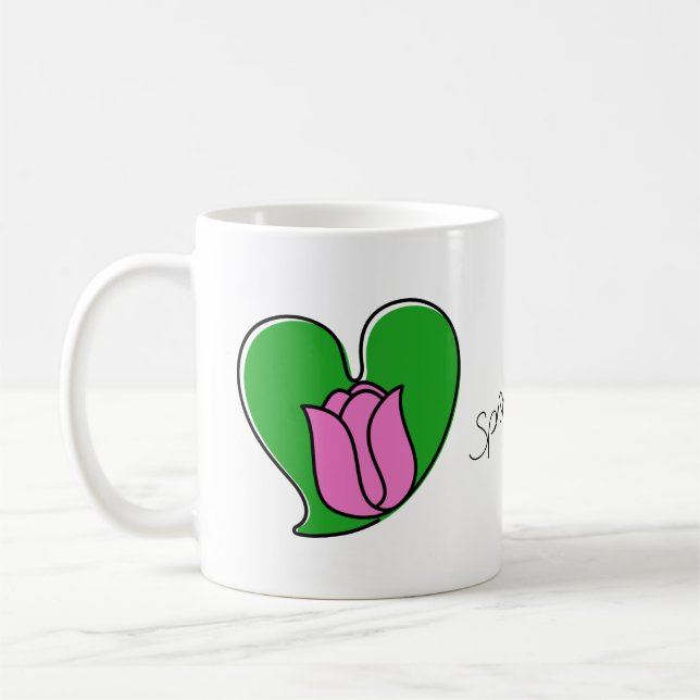 Spring in Love - Pink Tulips Coffee Mug (Left)