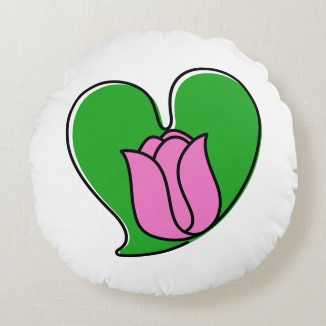 Spring in Love - Pink Tulips Round Cushion (Front)